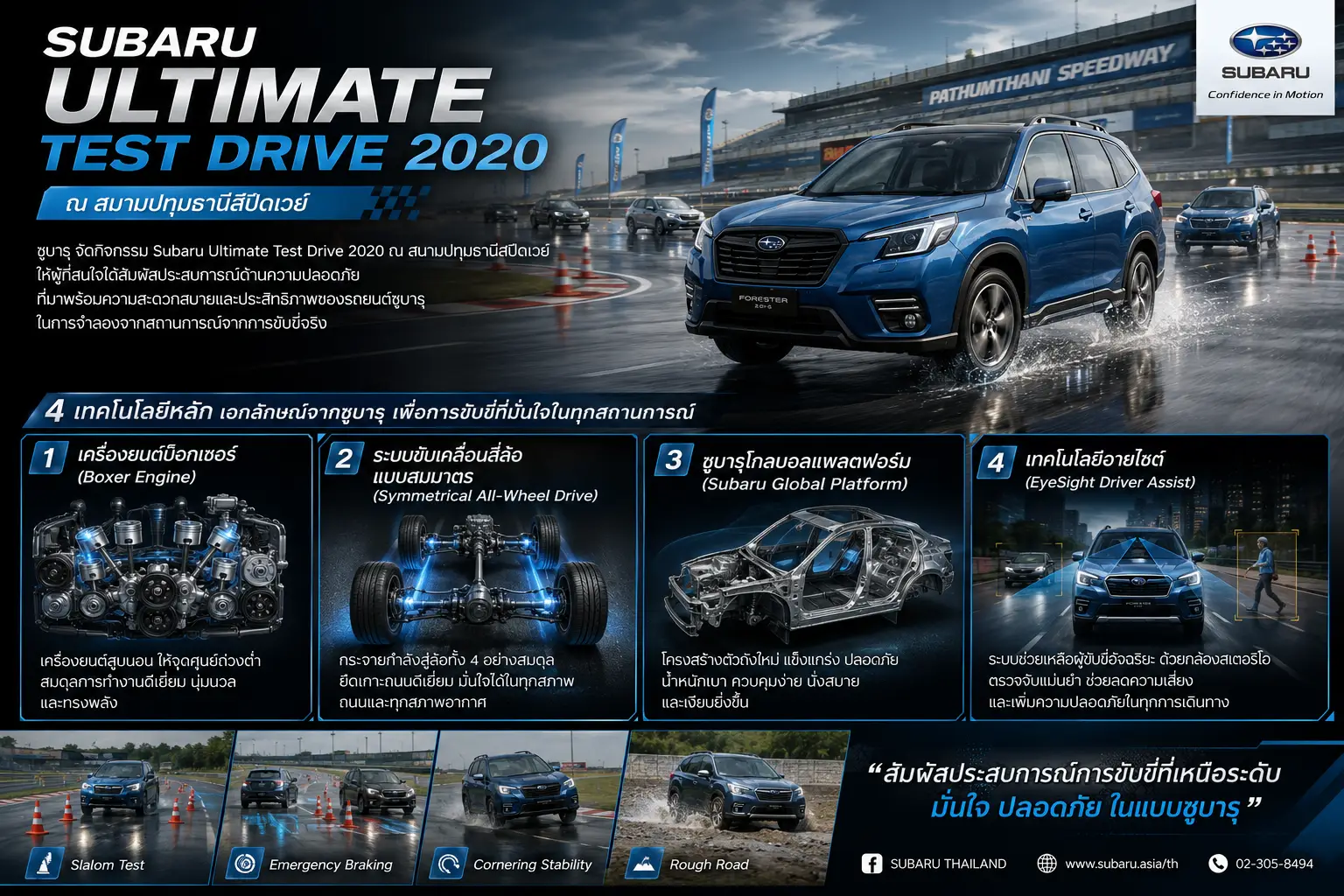 ซูบารุ จัดกิจกรรม Subaru Ultimate Test Drive 2020 สัมผัสเทคโนโลยีความปลอดภัย